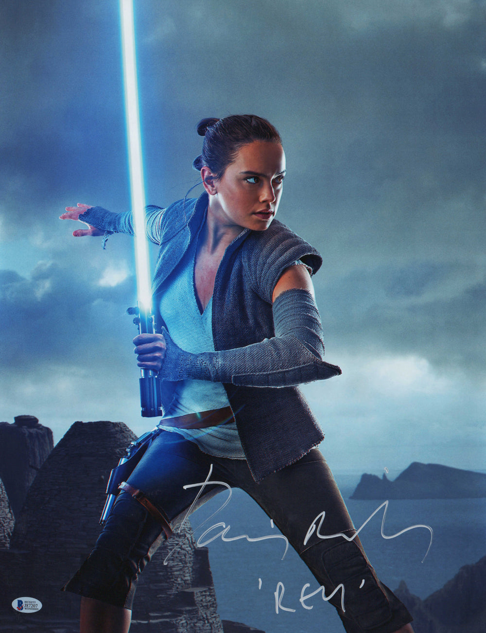 Daisy Ridley as Rey in Star Wars: The Last Jedi Signed 16x20 Photo with Character Name