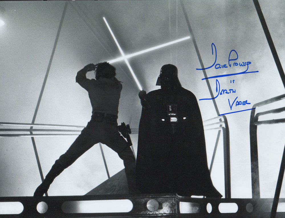 Dave Prowse as Darth Vader vs. Luke Skywalker in Lightsaber Duel in Star Wars: The Empire Strikes Back Signed 11x14 Photo