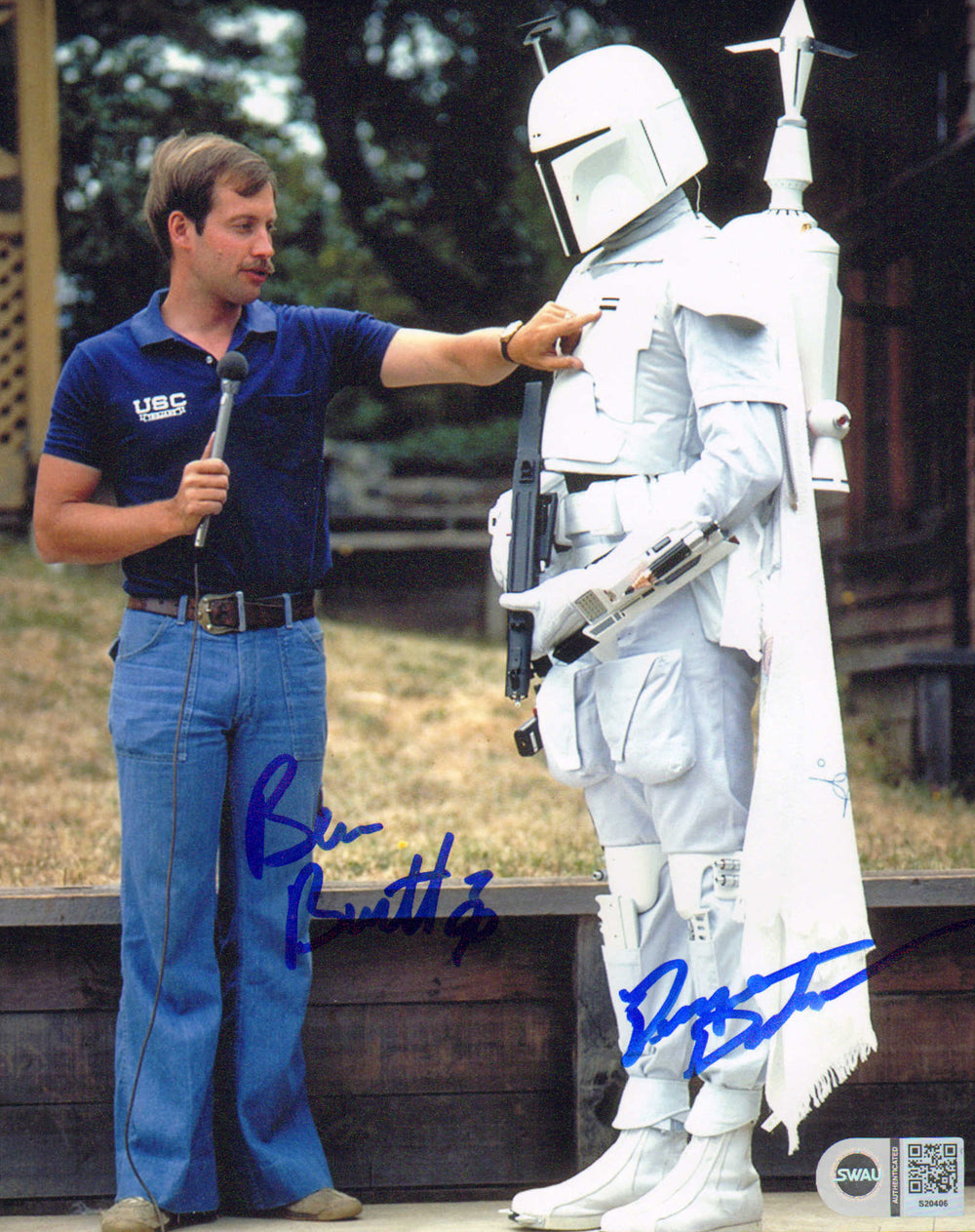 Ben Burtt Sound Designer & Duwayne Dunham Boba Fett White Prototype Stand-In Behind the Scenes of Star Wars: The Empire Strikes Back (SWAU) Signed 8x10 Photo