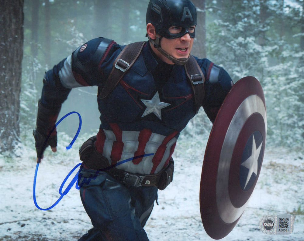Chris Evans as Camptain America in Avengers: Age of Ultron (SWAU Witnessed) Signed 8x10 Photo