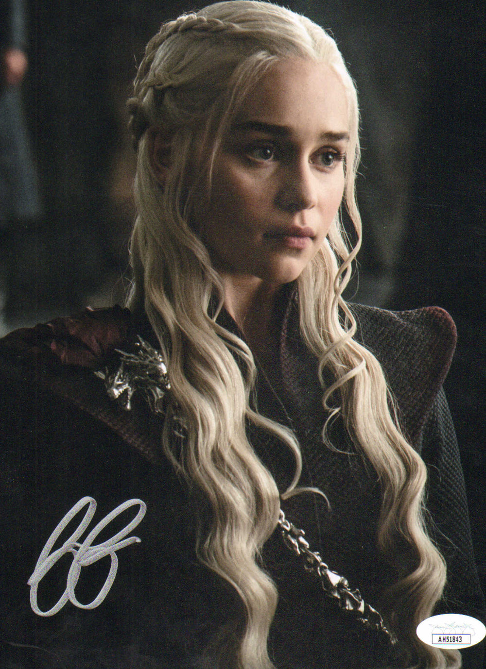 Emilia Clarke as Daenerys Targaryen in Game of Thrones (JSA) Signed 8x10 Photo