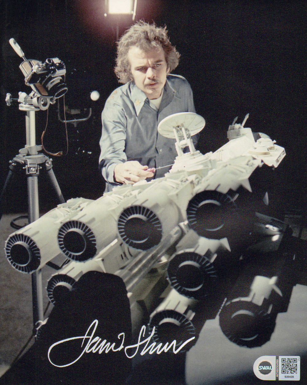 Jamie Shourt ILM Visual Effects Artist with Tantive IV Model Behind the Scenes of Star Wars: A New Hope (SWAU) Signed 8x10 Photo