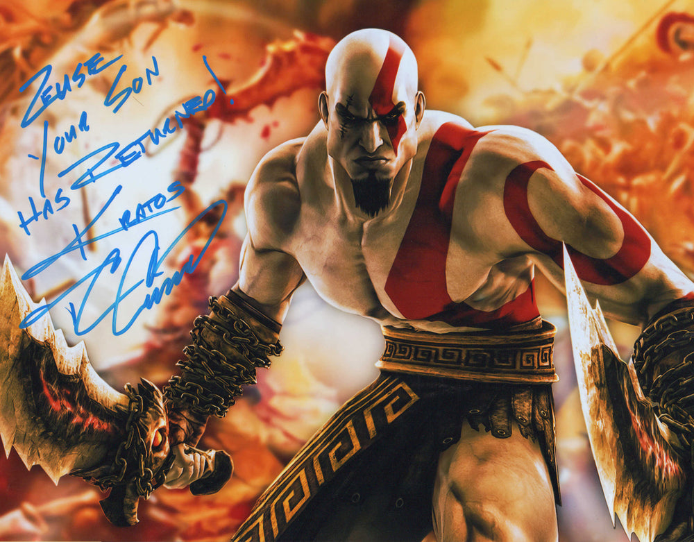 T.C. Carson as Kratos in God of War (SWAU Authenticated) Signed 11x14 Photo with Character Name and Quote