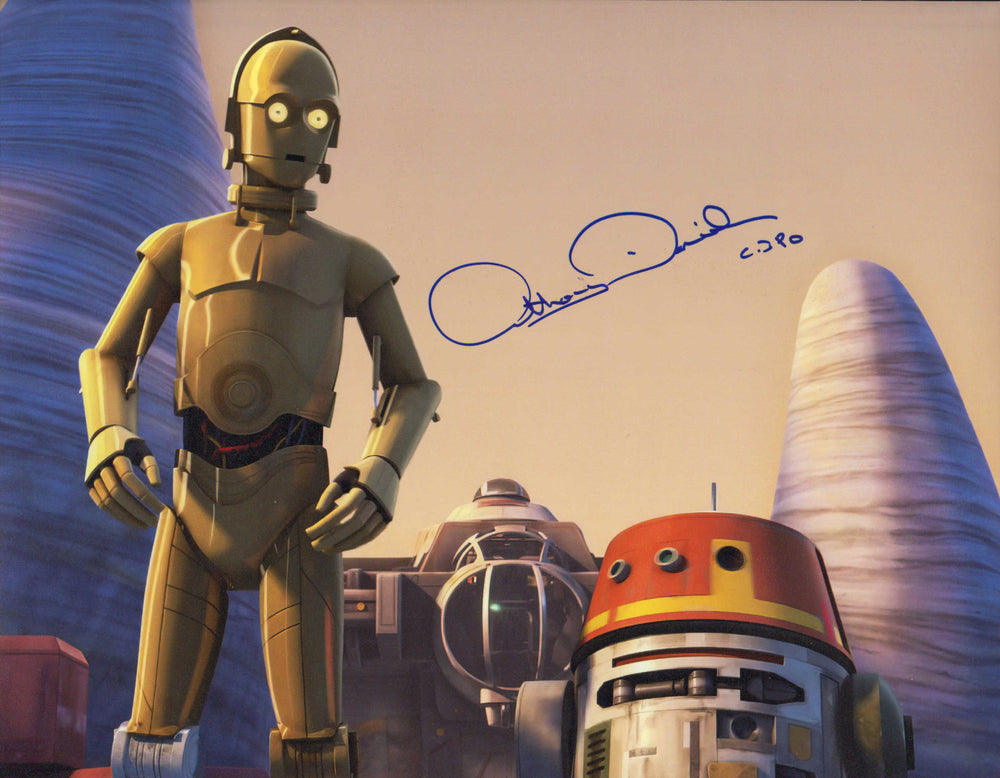 
                  
                    Anthony Daniels as C-3PO in Star Wars: Rebels (SWAU Authenticated) Signed 11x14 Photo With Character Name
                  
                