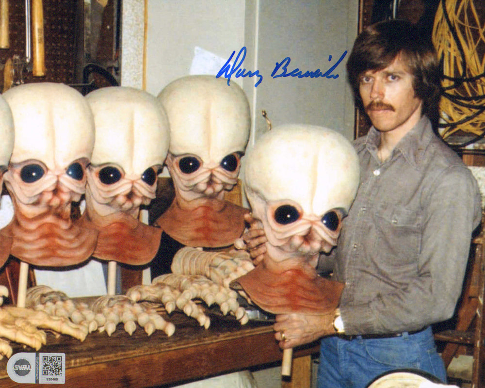 Doug Beswick Cantina Creature Sculptor Behind the Scenes of Star Wars: A New Hope with Four Band Heads (SWAU) Signed 8x10 Photo