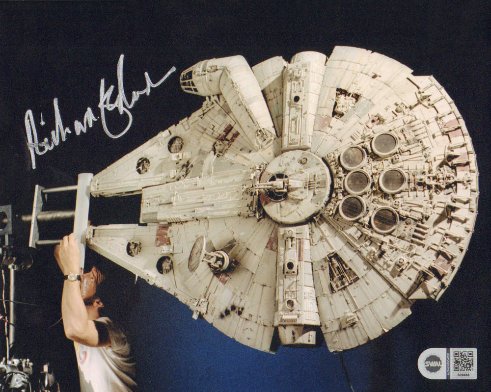 Richard Edlund with Millennium Falcon Model Behind the Scenes of Star Wars (SWAU) Signed 8x10 Photo