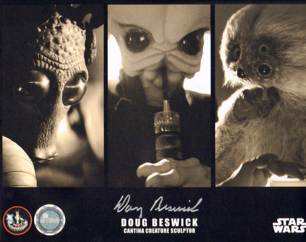 Doug Beswick Greedo & Cantina Creature Sculptor Behind the Scenes of Star Wars: A New Hope (SWAU) Signed 8x10 Photo