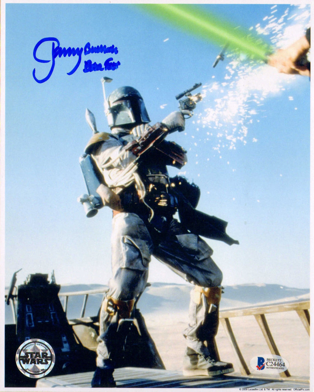Jeremy Bulloch as Boba Fett in Star Wars: Return of the Jedi (Official Pix / Beckett) Signed 8x10 Photo with Character Name