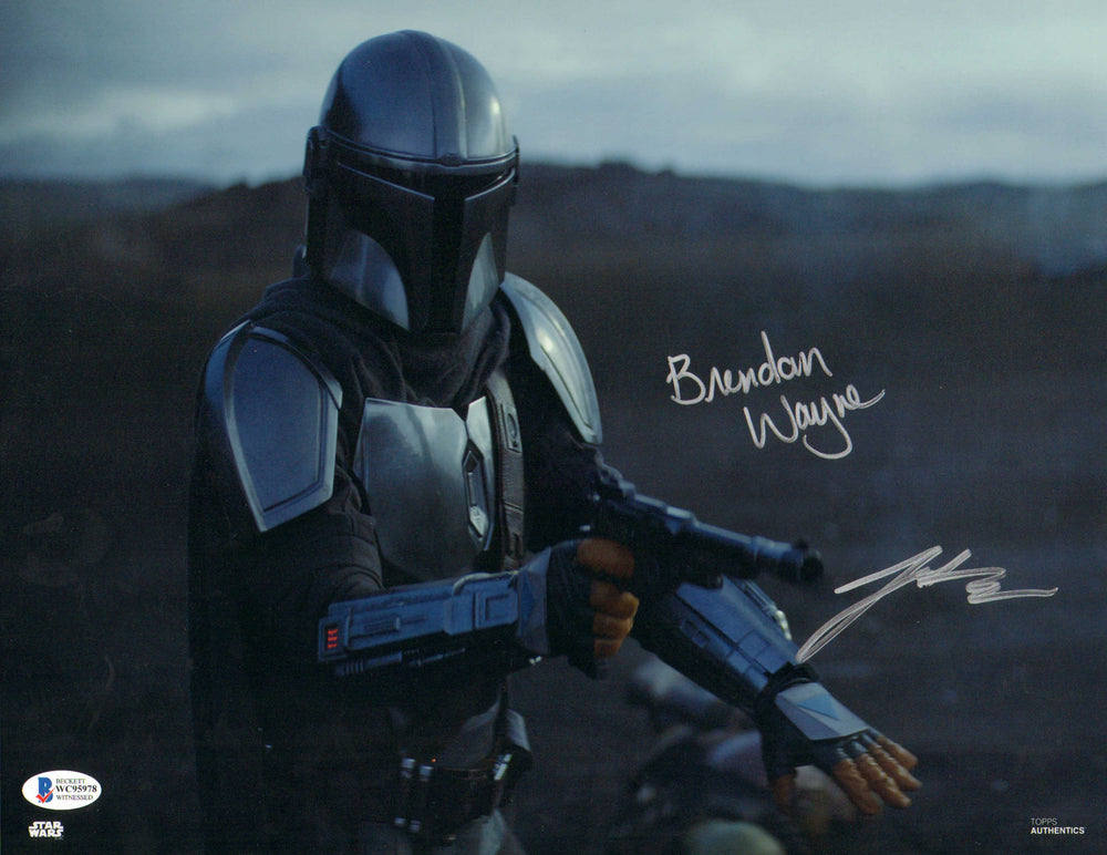 Brendan Wayne & Lateef Crowder as the Mandalorian in Star Wars: The Mandalorian (Beckett) Signed 11x14 Photo