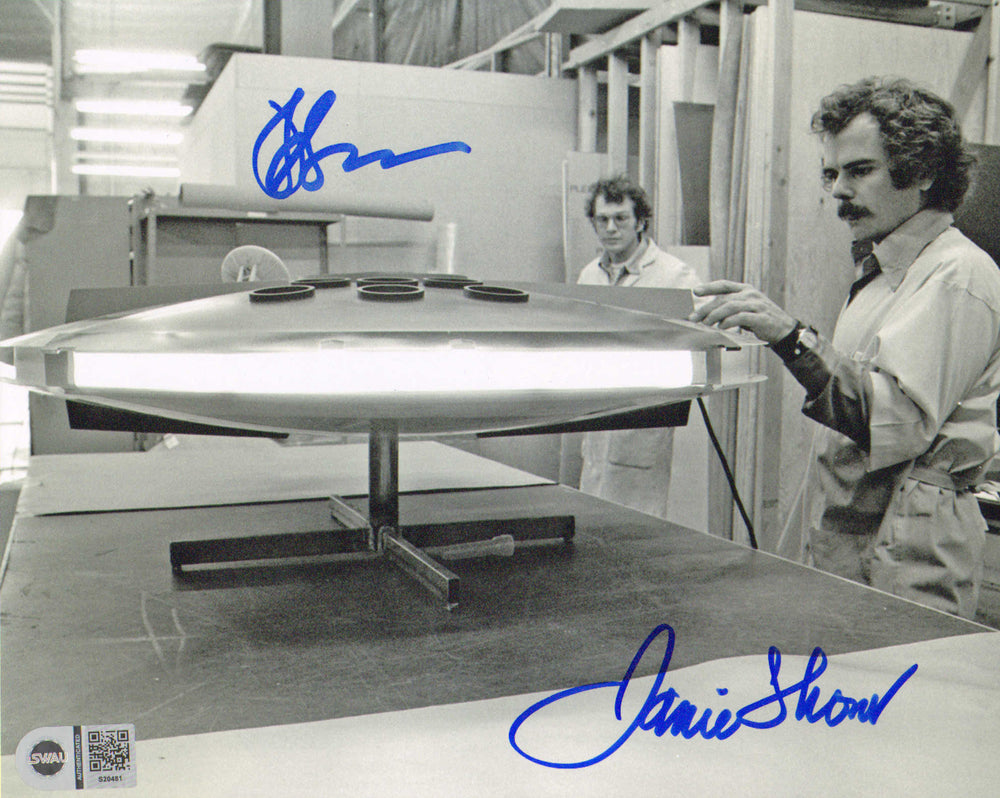 Jamie & William Shourt ILM Visual Effects Artist with Millennium Falcon Model Behind the Scenes of Star Wars (SWAU) Signed 8x10 Photo