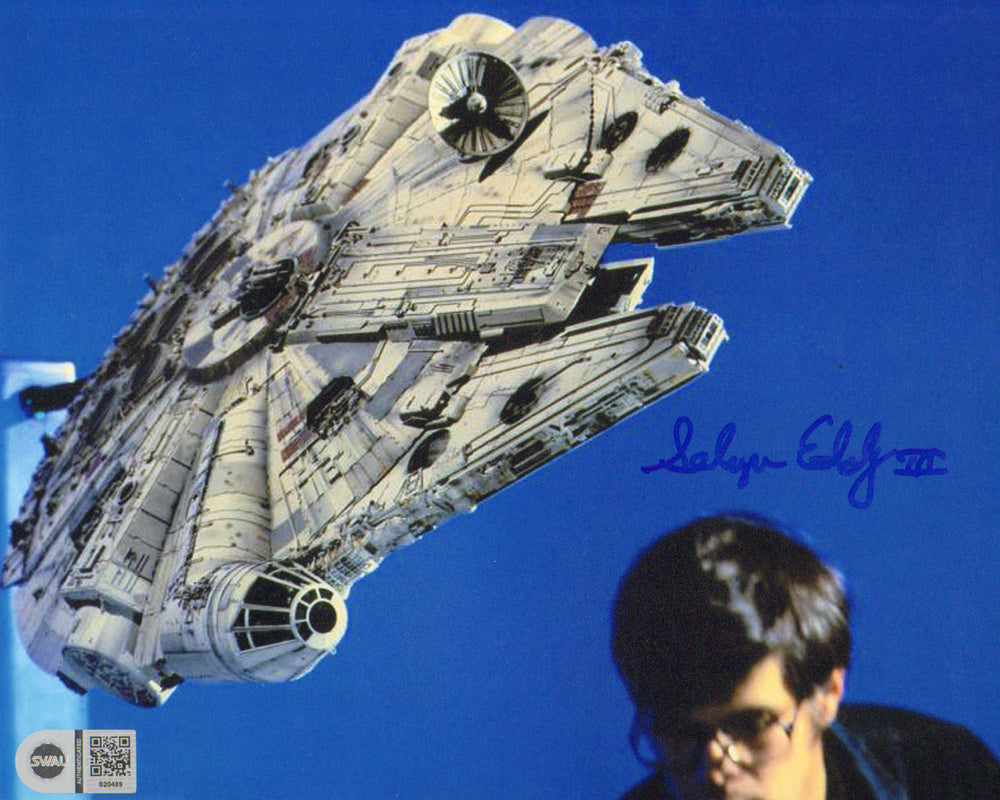 Selwyn Eddy III with the Millennium Falcon Behind the Scenes of Star Wars (SWAU) Signed 8x10 Photo