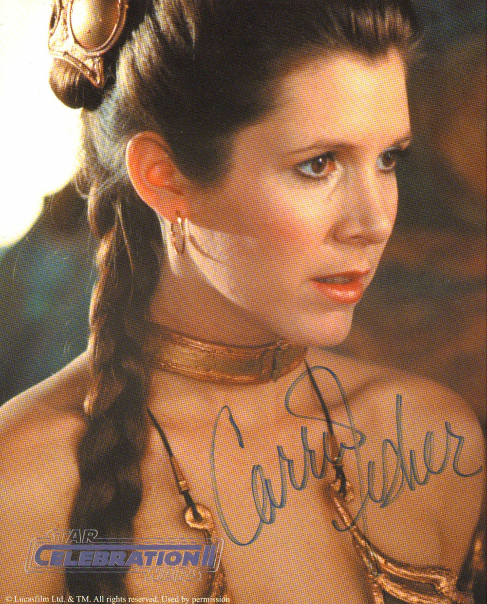Carrie Fisher as Slave Princess Leia in Star Wars: Return of the Jedi (Official Pix Celebration II) Signed 8x10 Photo