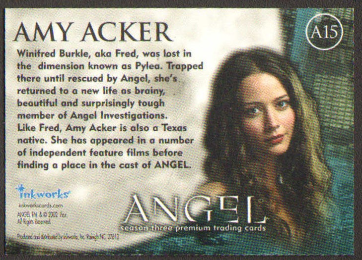 
                  
                    Angel Inkworks Trading Cards 35pc LOT Signed by David Boreanaz, Charisma Carpenter, Glenn Quinn, Alexis Denisof, J. August Richards, Amy Acker, Vincent Kartheiser, Andy Hallett, James Marsters, Mercedes McNab, Gina Torres, Julie Benz, Eliza Dushku, & More
                  
                