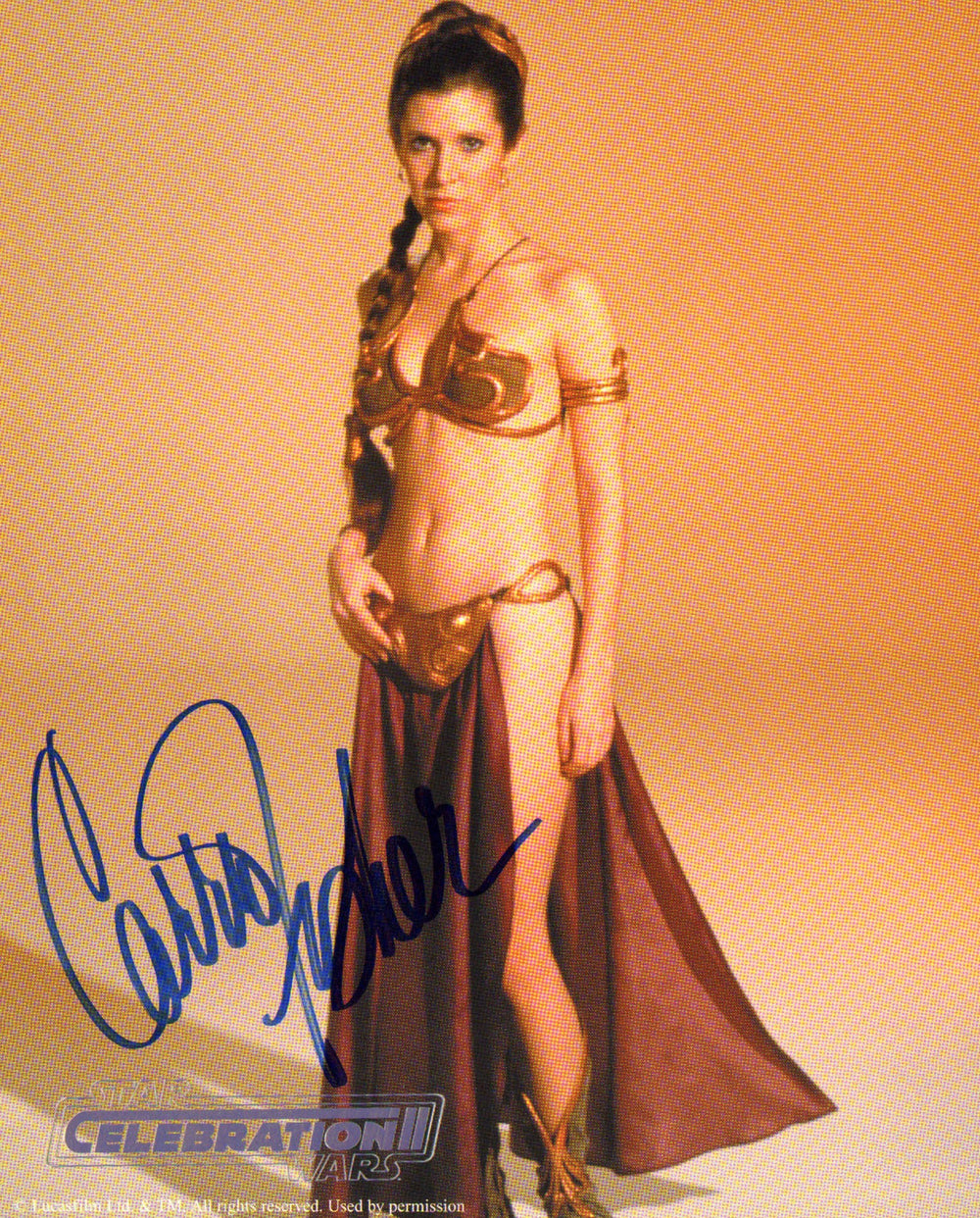 Carrie Fisher as Slave Princess Leia in Star Wars: Return of the Jedi (Official Pix Celebration II) Signed 8x10 Photo