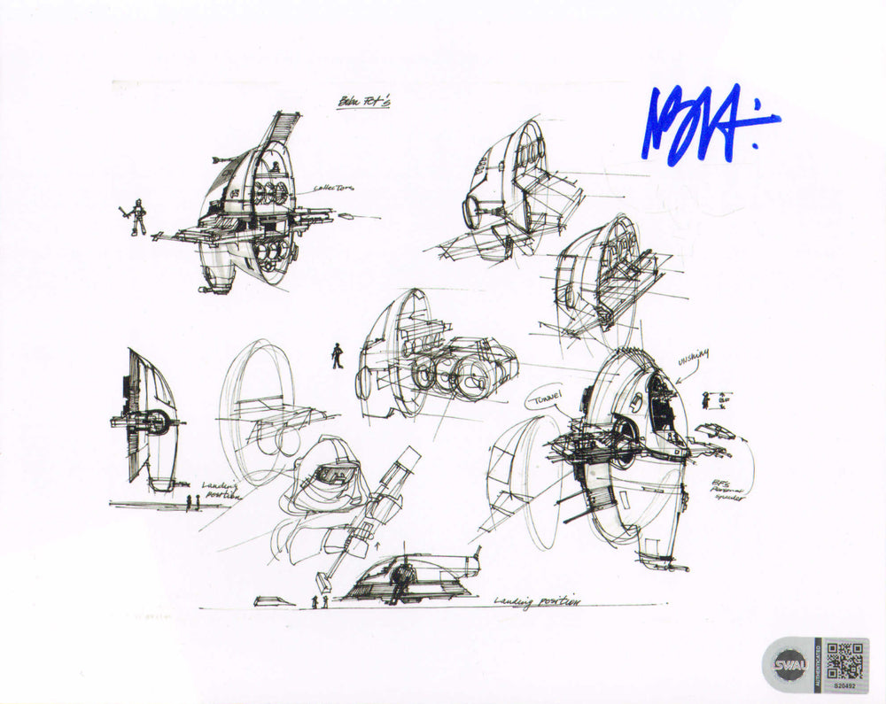 Nilo Rodis Jamero Concept art for Boba Fett's Ship in Star Wars (SWAU) Signed 8x10 Photo