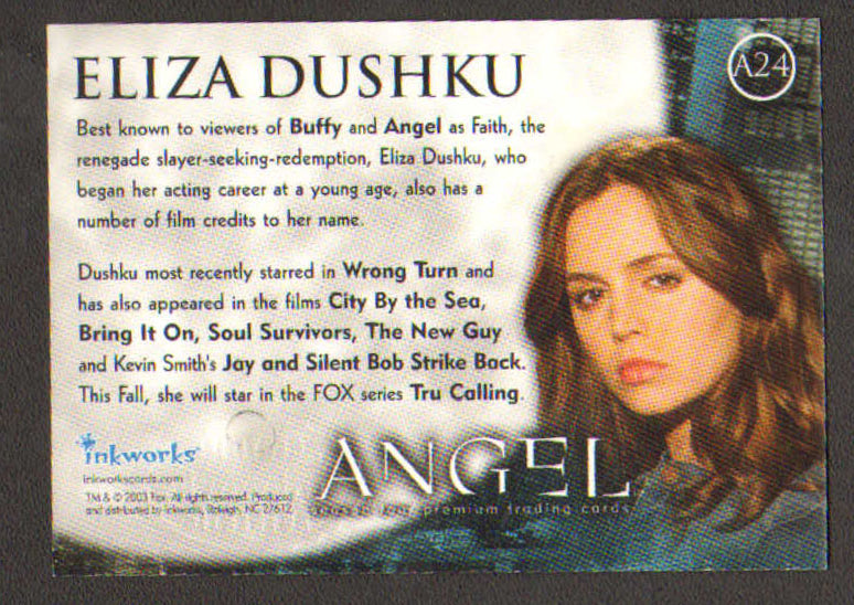 
                  
                    Angel Inkworks Trading Cards 35pc LOT Signed by David Boreanaz, Charisma Carpenter, Glenn Quinn, Alexis Denisof, J. August Richards, Amy Acker, Vincent Kartheiser, Andy Hallett, James Marsters, Mercedes McNab, Gina Torres, Julie Benz, Eliza Dushku, & More
                  
                