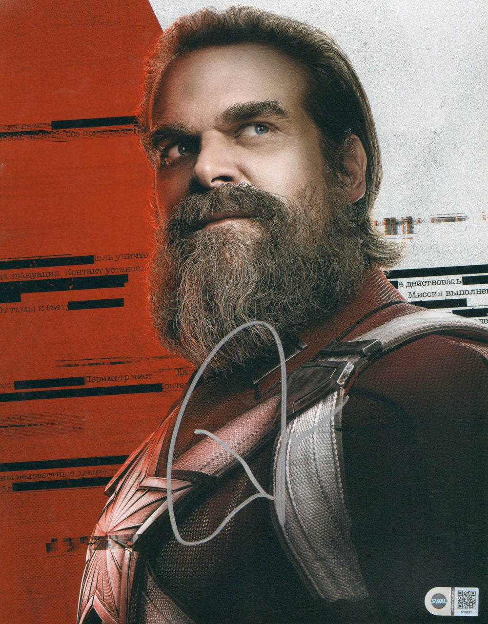 David Harbour as Alexei Shostakov the Red Guardian in Marvel's Black Widow (SWAU) Signed 11x14 Poster