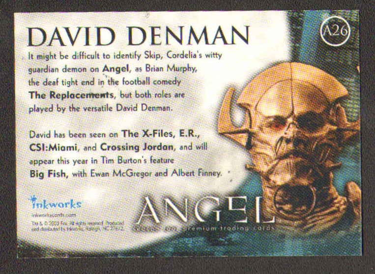 
                  
                    Angel Inkworks Trading Cards 35pc LOT Signed by David Boreanaz, Charisma Carpenter, Glenn Quinn, Alexis Denisof, J. August Richards, Amy Acker, Vincent Kartheiser, Andy Hallett, James Marsters, Mercedes McNab, Gina Torres, Julie Benz, Eliza Dushku, & More
                  
                