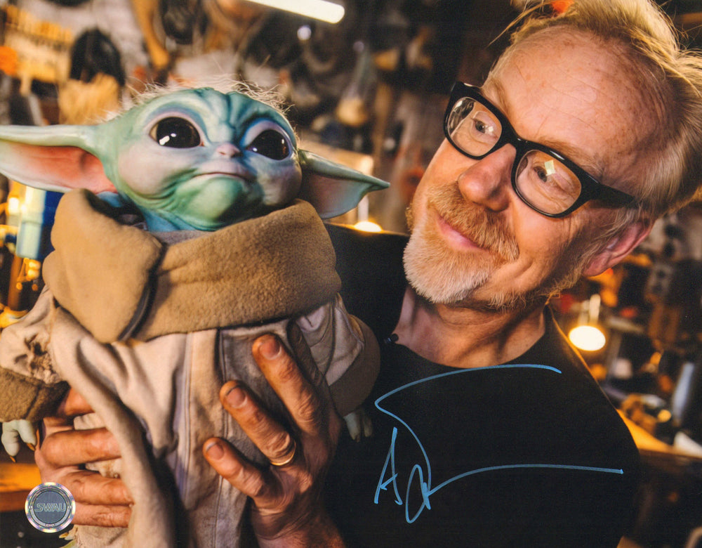Adam Savage from MythBusters with Baby Yoda Behind the Scenes of Star Wars: The Mandalorian (SWAU) Signed 11x14 Photo