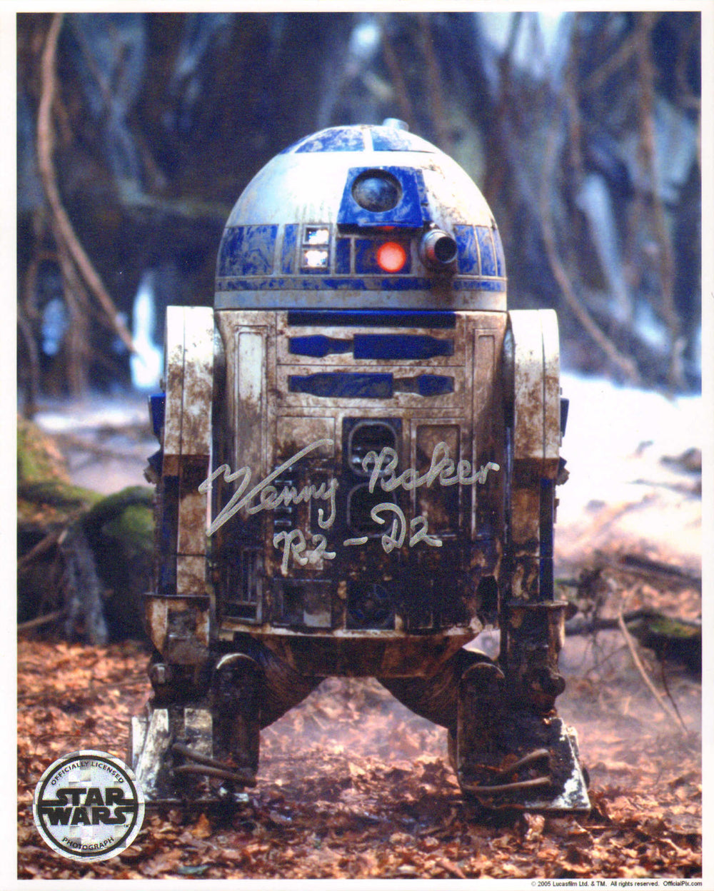 Kenny Baker as R2-D2 in Star Wars: The Empire Strikes Back (Official Pix) Signed 8x10 Photo with Character Name