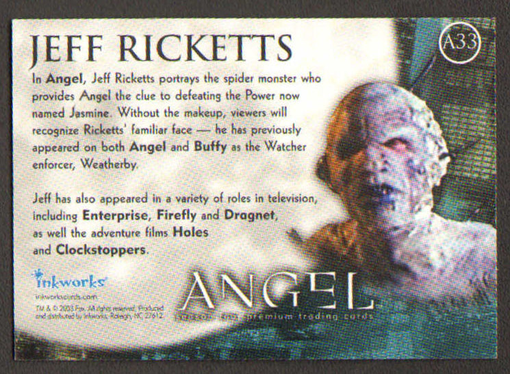 
                  
                    Angel Inkworks Trading Cards 35pc LOT Signed by David Boreanaz, Charisma Carpenter, Glenn Quinn, Alexis Denisof, J. August Richards, Amy Acker, Vincent Kartheiser, Andy Hallett, James Marsters, Mercedes McNab, Gina Torres, Julie Benz, Eliza Dushku, & More
                  
                