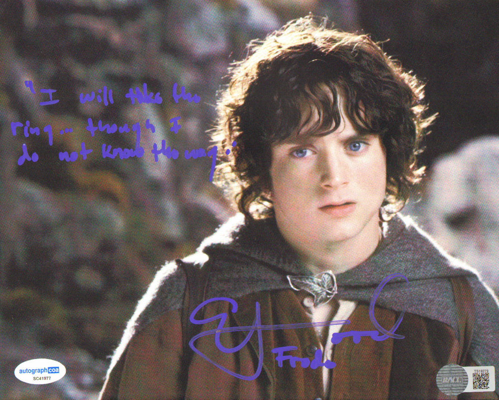 Elijah Wood as Frodo Baggins in The Lord of the Rings: The Fellowship of the Ring (ACOA / RACC) Signed 8x10 Photo with Character Name & Quote
