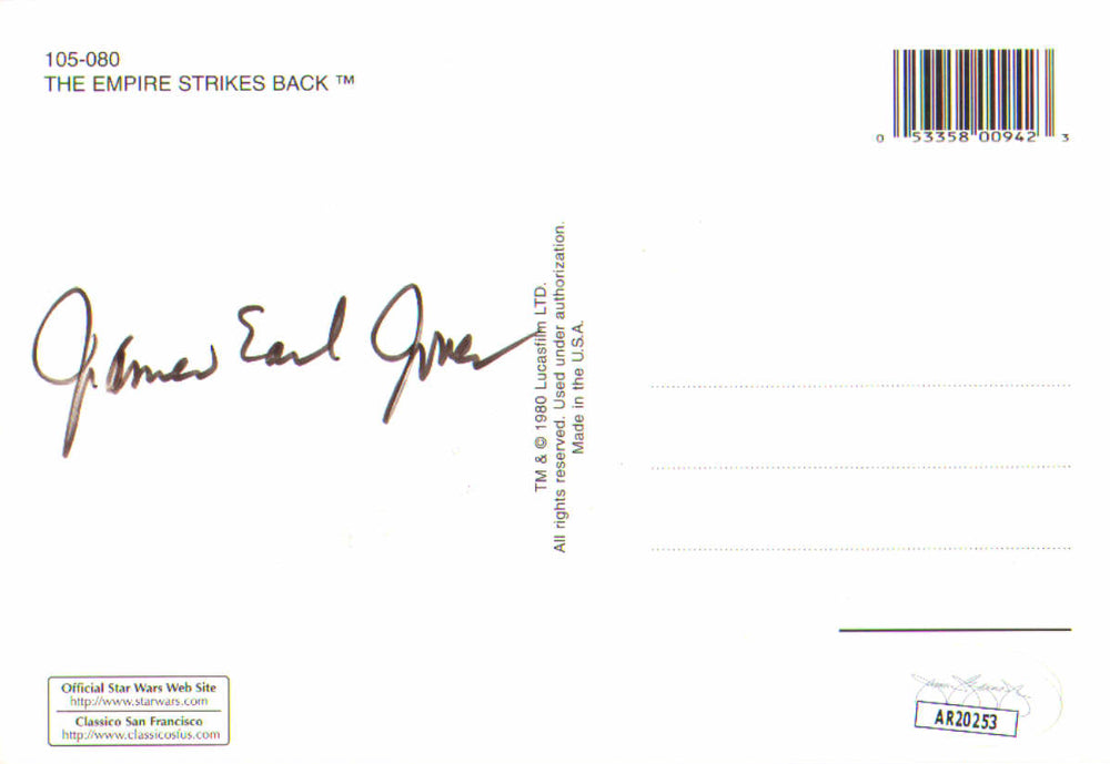 James Earl Jones as Darth Vader in Star Wars: The Empire Strikes Back (JSA) Vintage Signed 4x6 Postcard