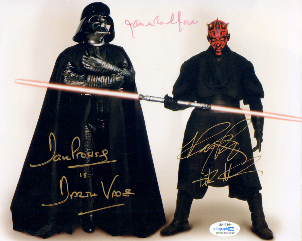 Dave Prowse & James Earl Jones as Darth Vader and Ray Park as Darth Maul in Star Wars Episode I: The Phantom Menace (ACOA) Signed 8x10 Photo