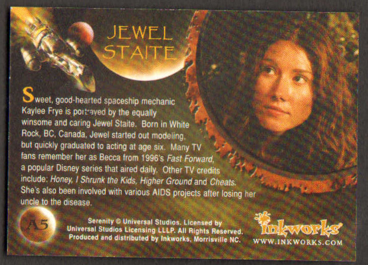 
                  
                    Firefly: Serenity Inkworks Trading Cards 9pc LOT Signed by Nathan Fillion, Alan Tudyk  Adam Baldwin, Summer Glau, Morena Baccarin, Jewel Staite, Sean Maher, Gina Torres, & Ron Glass
                  
                