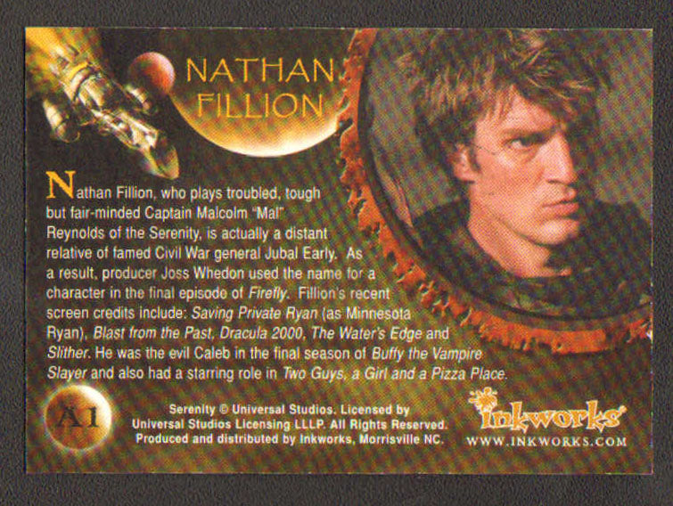 
                  
                    Firefly: Serenity Inkworks Trading Cards 9pc LOT Signed by Nathan Fillion, Alan Tudyk  Adam Baldwin, Summer Glau, Morena Baccarin, Jewel Staite, Sean Maher, Gina Torres, & Ron Glass
                  
                