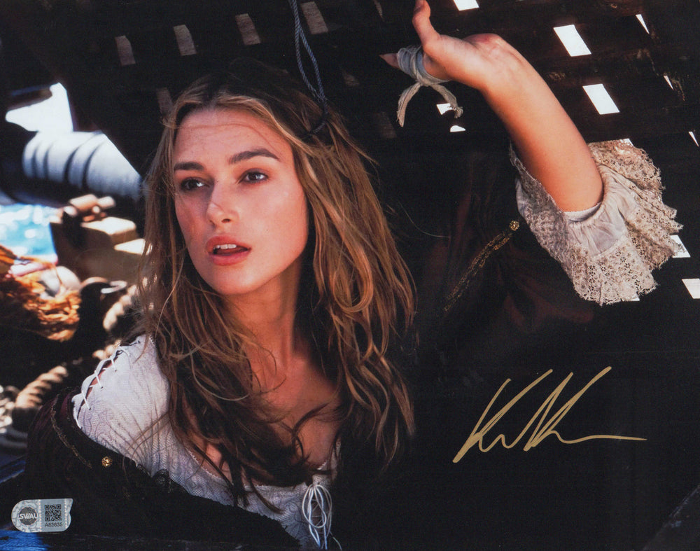 Keira Knightley as Elizabeth Swann in Pirates of the Caribbean: The Curse of the Black Pearl (SWAU Witnessed) Signed 11x14 Photo