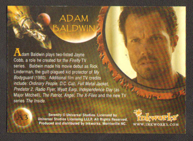 
                  
                    Firefly: Serenity Inkworks Trading Cards 9pc LOT Signed by Nathan Fillion, Alan Tudyk  Adam Baldwin, Summer Glau, Morena Baccarin, Jewel Staite, Sean Maher, Gina Torres, & Ron Glass
                  
                