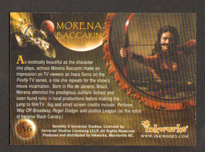 
                  
                    Firefly: Serenity Inkworks Trading Cards 9pc LOT Signed by Nathan Fillion, Alan Tudyk  Adam Baldwin, Summer Glau, Morena Baccarin, Jewel Staite, Sean Maher, Gina Torres, & Ron Glass
                  
                