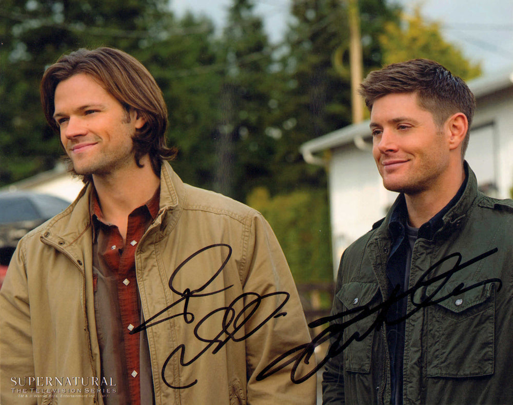 Jared Padelecki as Sam Winchester & Jensen Ackles as Dean Winchester in Supernatural Signed 8x10 Photo