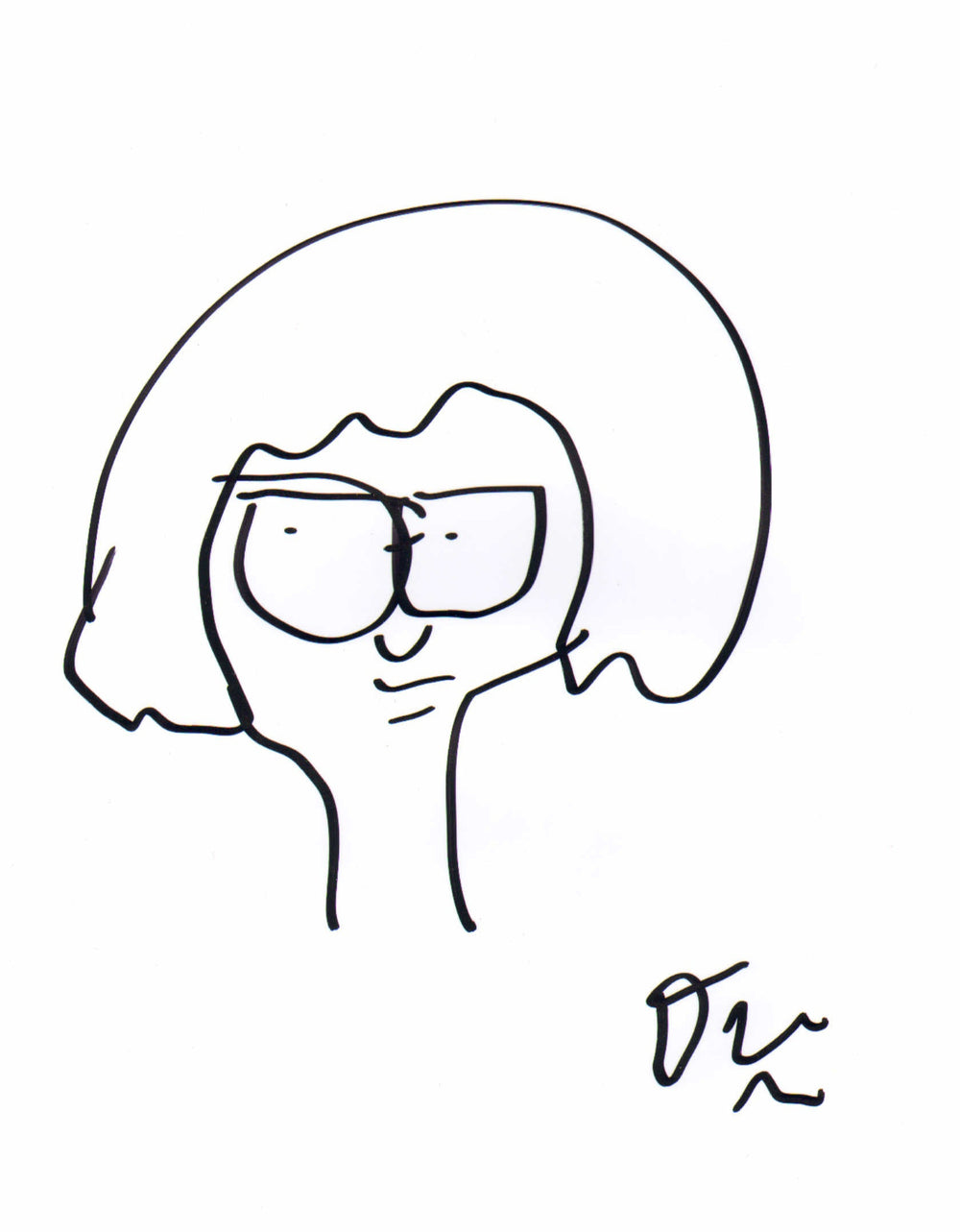 Dan Mintz Voice Actor's Original Art Drawing of Tina Belcher in Bob's Burgers Signed & Sketched 8x10