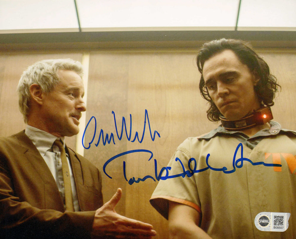 Tom Hiddleston as Loki & Owen Wilson as Mobius M. Mobius in Loki (SWAU) Signed 8x10 Photo