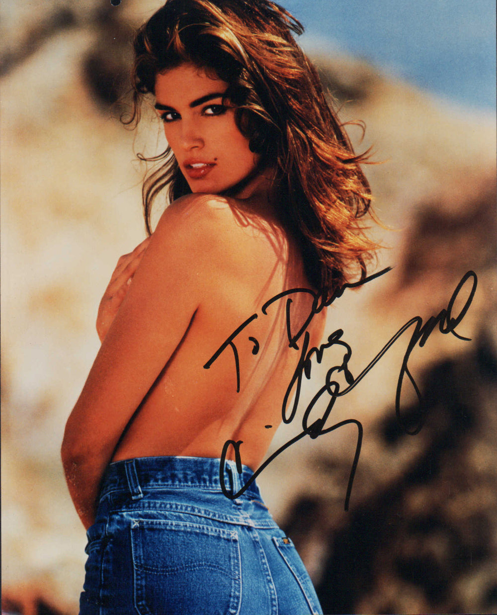 Cindy Crawford Sexy Near Nude Signed 8x10 Photo