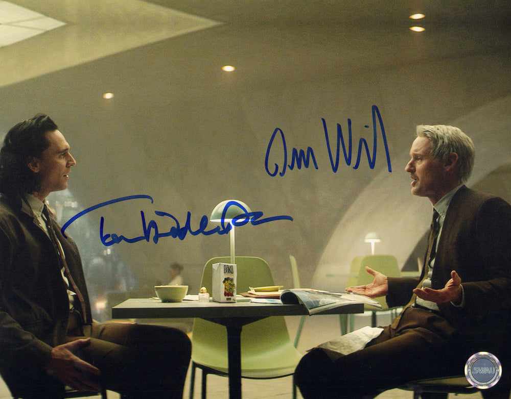 Tom Hiddleston as Loki & Owen Wilson as Mobius M. Mobius in Loki (SWAU) Signed 11x14 Photo