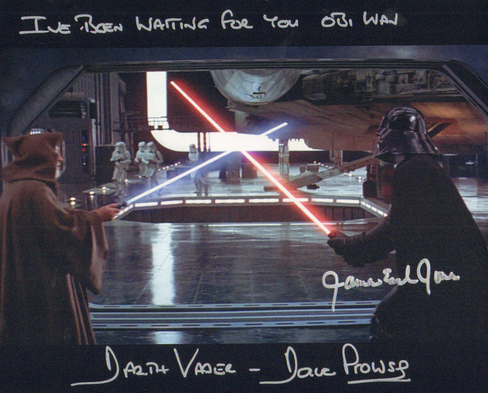 James Earl Jones & Dave Prowse as Darth Vader in Star Wars: A New Hope Signed 8x10 Photo with Quote