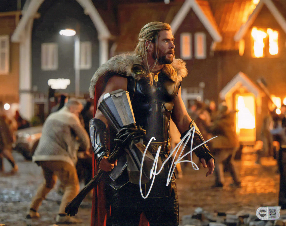 Chris Hemsworth as Thor in Battle in Thor: Love and Thunder (SWAU) Signed 11x14 Photo