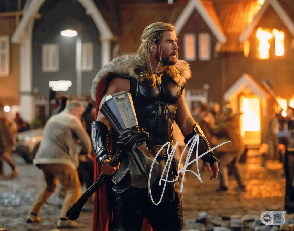 Chris Hemsworth as Thor in Battle in Thor: Love & Thunder (SWAU) Signed 11x14 Photo