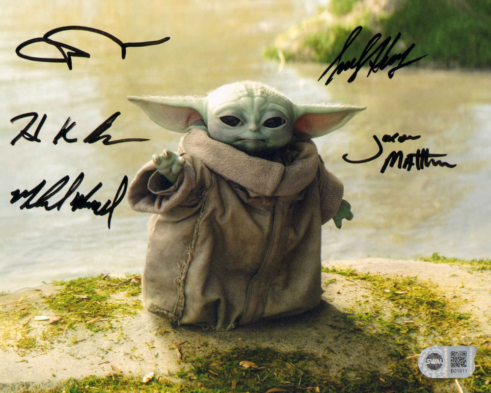 Star Wars: The Mandalorian Baby Yoda Grogu (SWAU) 8x10 Photo Signed by John Rosengrant, Trevor Hensley, Jason Matthews, Mike Manzel, & Hiroshi (Kan) Kieuchi