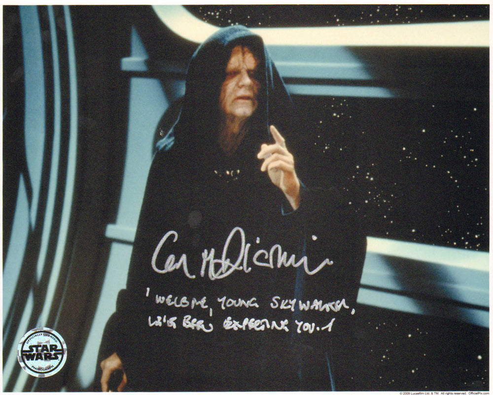 Ian McDiarmid as Emperor Palpatine in Star Wars: Return of the Jedi (Official Pix) Signed 8x10 Photo with Quote