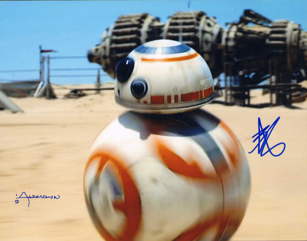 Ben Schwartz & Christian Alzmann as BB-8 in Star Wars: The Force Awakens Signed 11x14 Photo