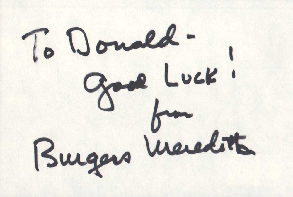 Burgess Meredith from The Twilight Zone, Batman 1966, & Rocky (SWAU Authenticated) Signed 6x4 Index Card