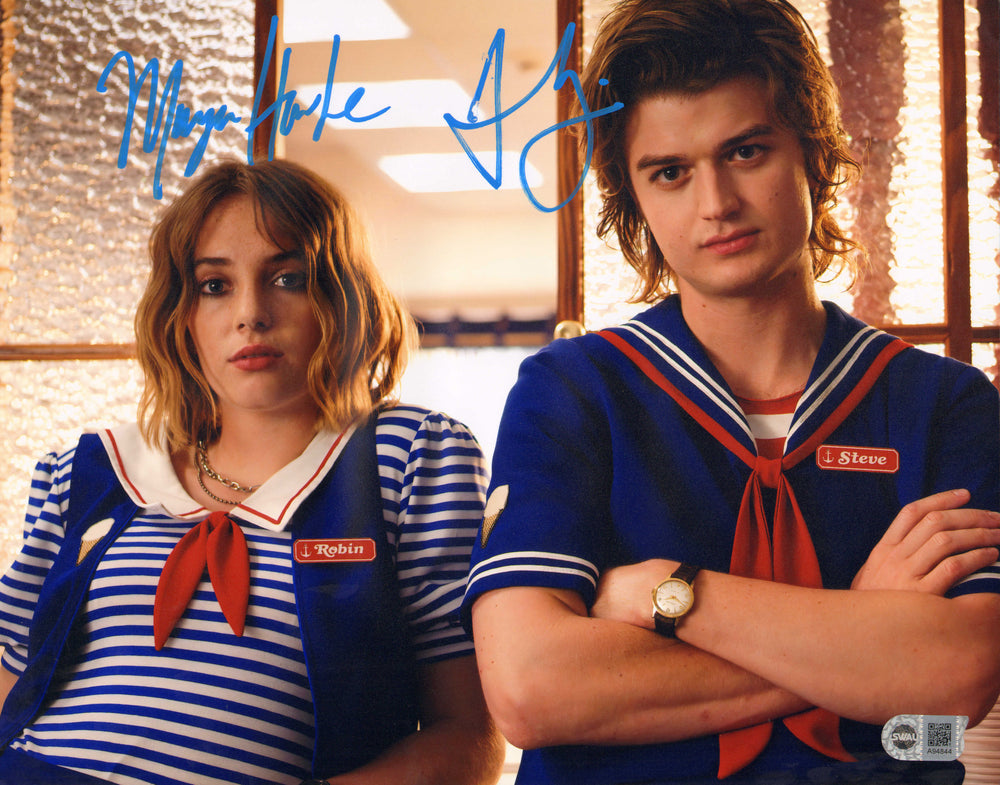 Joe Keery as Steve Harrington & Maya Hawke as Robin Buckley in Stranger Things (SWAU) Signed 11x14 Photo