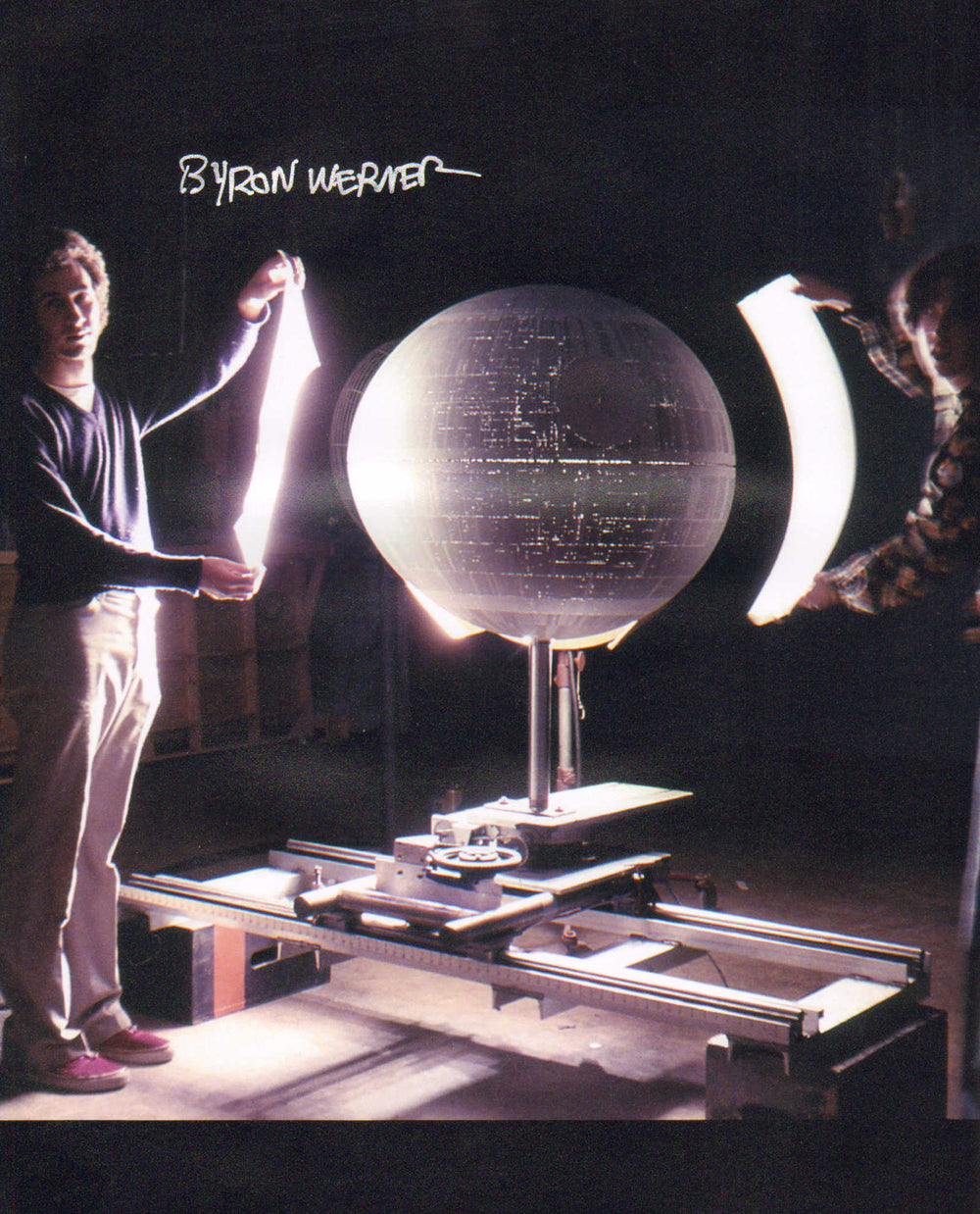 Byron Werner with Death Star Behind the Scenes of Star Wars Signed 8x10 Photo