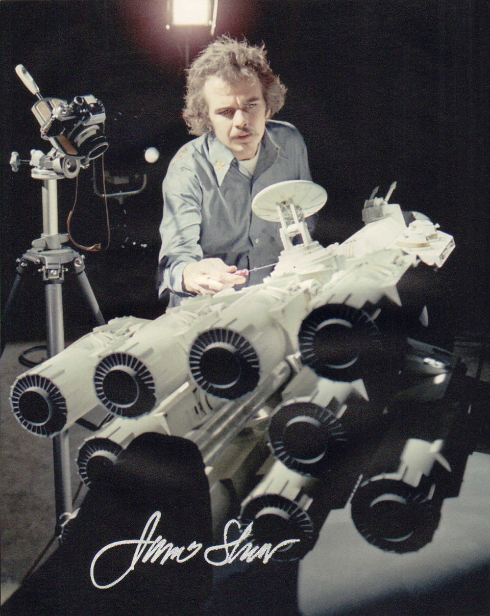Jamie Shourt ILM Visual Effects Artist with Tantive IV Model Behind the Scenes of Star Wars: A New Hope Signed 8x10 Photo
