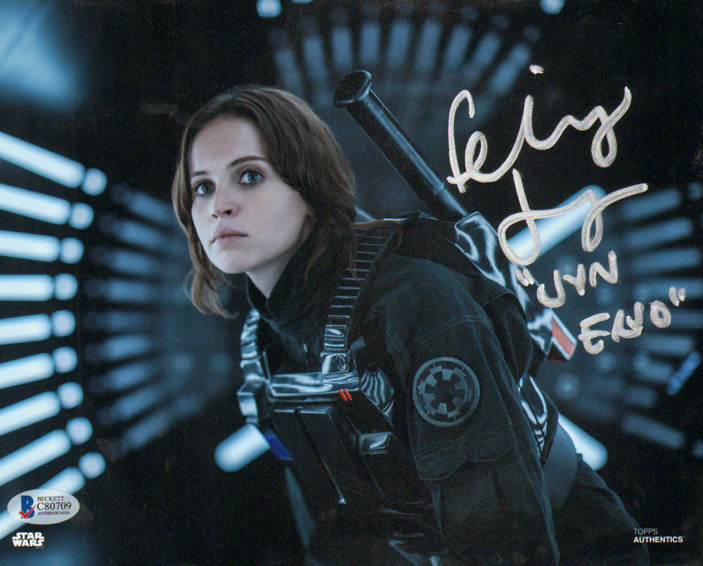 Felicity Jones as Jyn Erso in Rogue One: A Star Wars Story (Beckett / Topps) Signed 8x10 Photo with Character Name