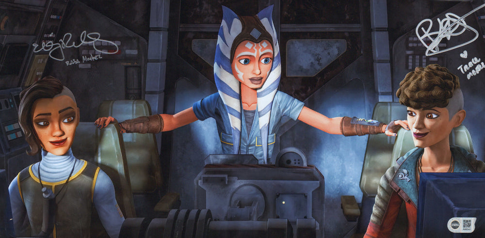 Brigitte Kali as Trace Martez and Elizabeth Rodriguez as Rafa Martez in Star Wars: The Clone Wars (SWAU Authenticated) Signed 10x20 Photo